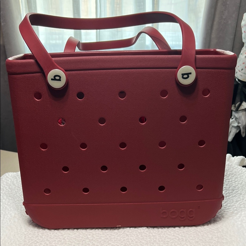 BOGG BAG Red Tote with Perforated Design